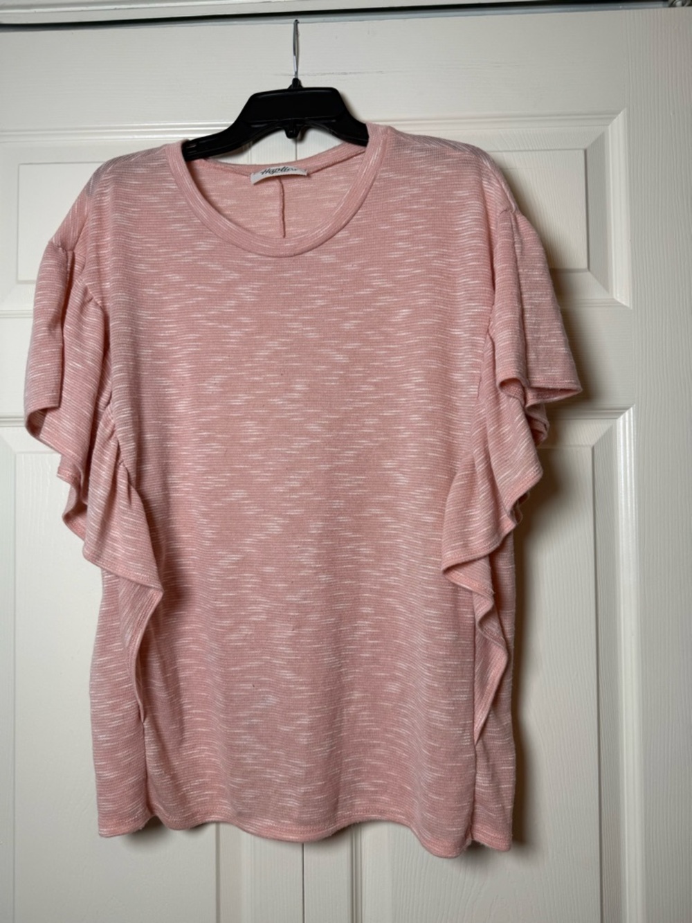 Haptics Pink ruffle sleeve knit top